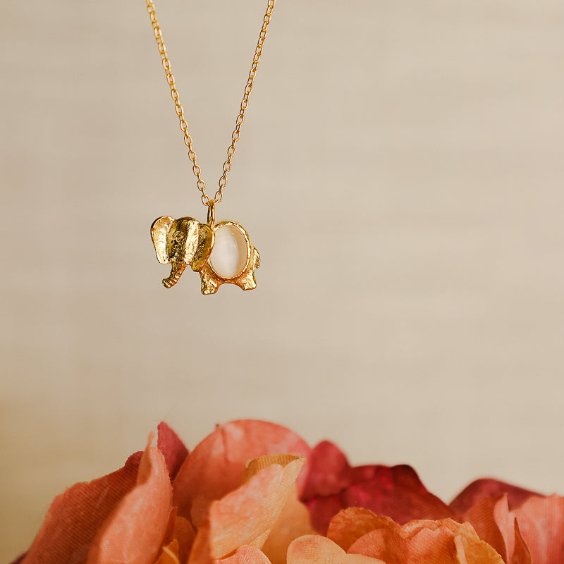 Fio Elefante em Prata Dourada com Pedra Hidrotermal