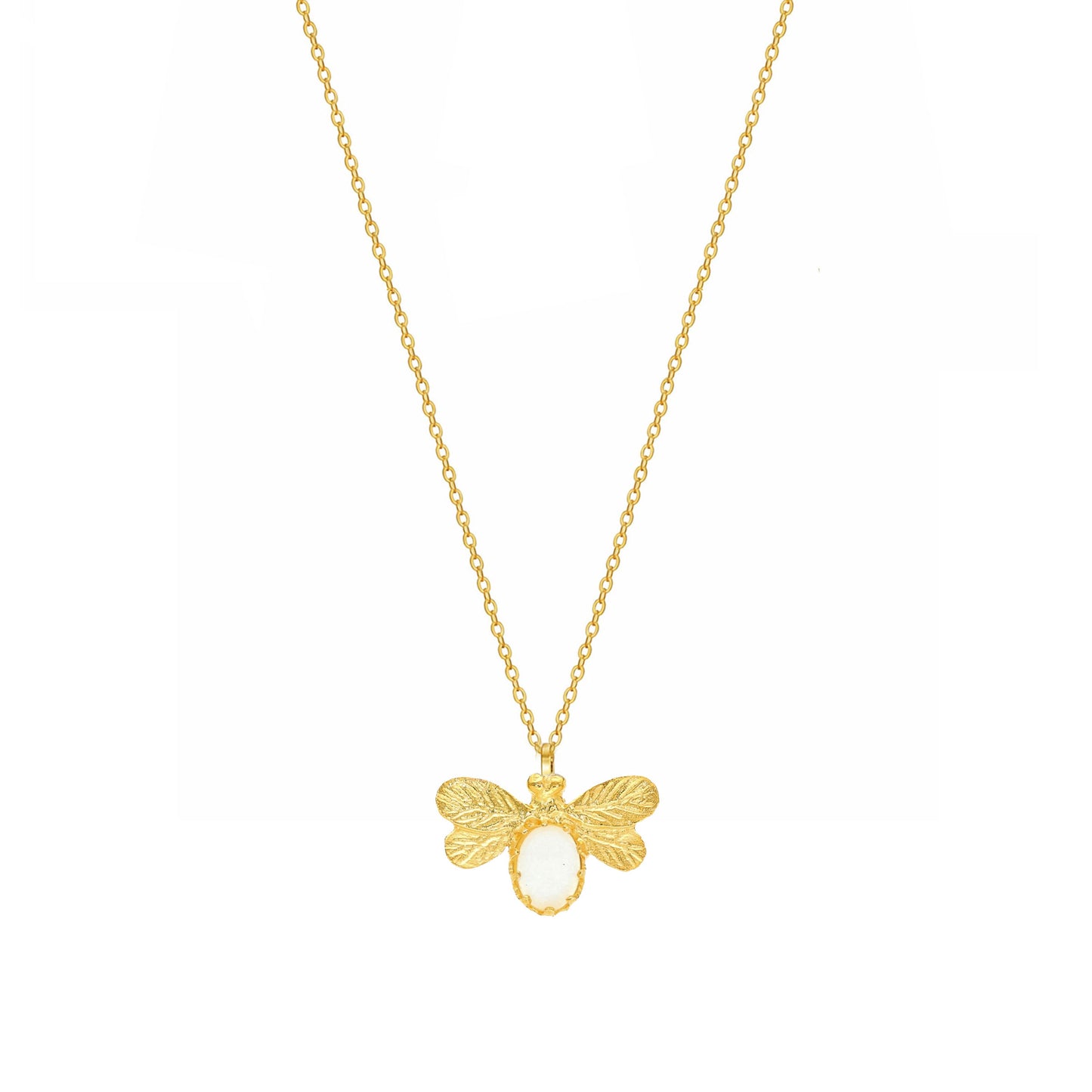 Fio Abelha em Prata Dourada com Pedra Hidrotermal