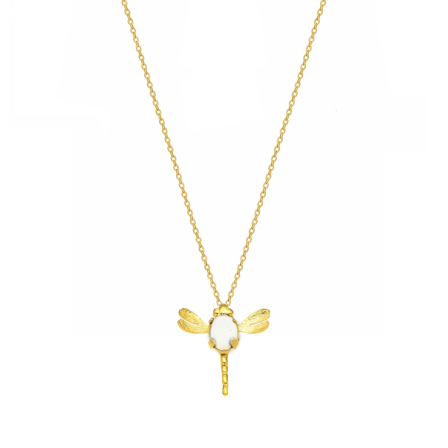 Fio Libelinha em Prata Dourada com Pedra Hidrotermal