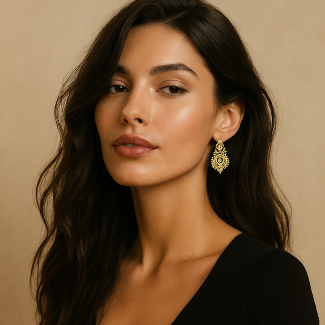 Brincos Rainha em Ouro 19kl (4.3cm)