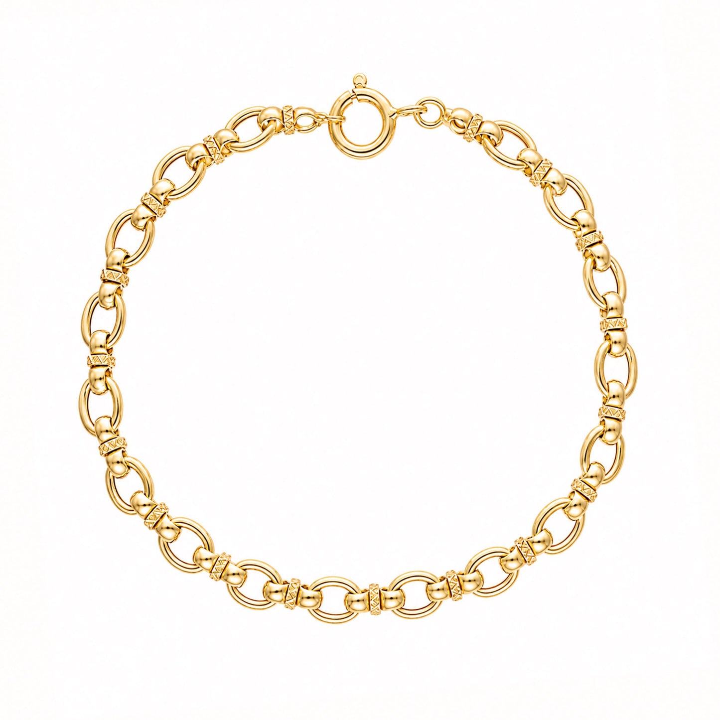 Pulseira em Ouro 19kl com Elos Ovais e União em Laço (18cm)