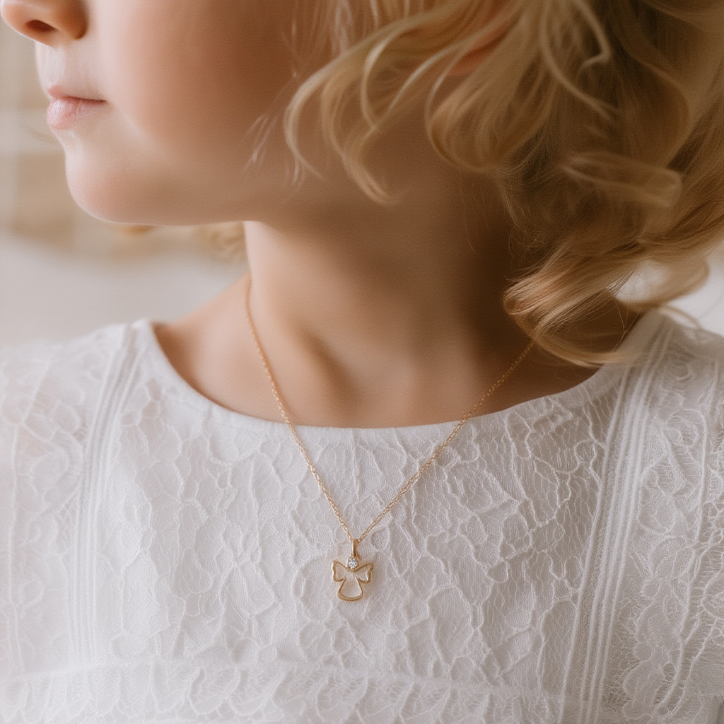 Fio em Ouro de 19kl com Anjo da Guarda Zircónia