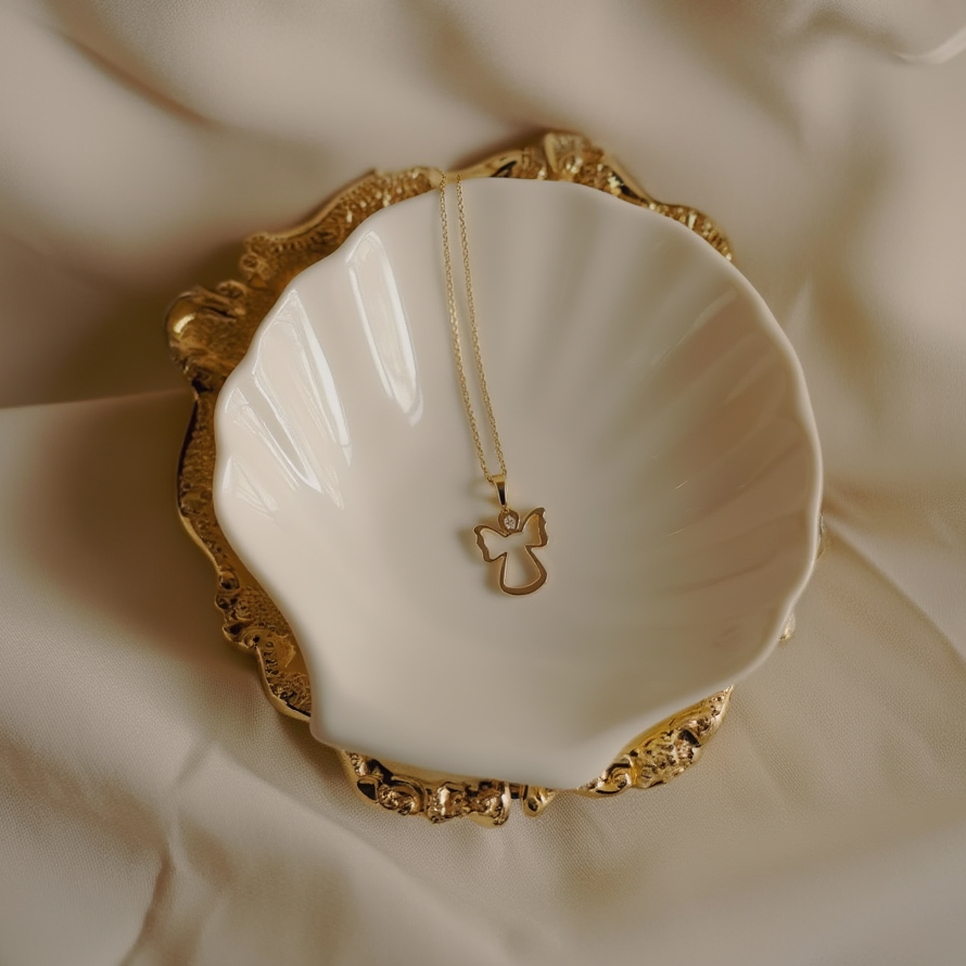 Fio em Ouro de 19kl com Anjo da Guarda Zircónia