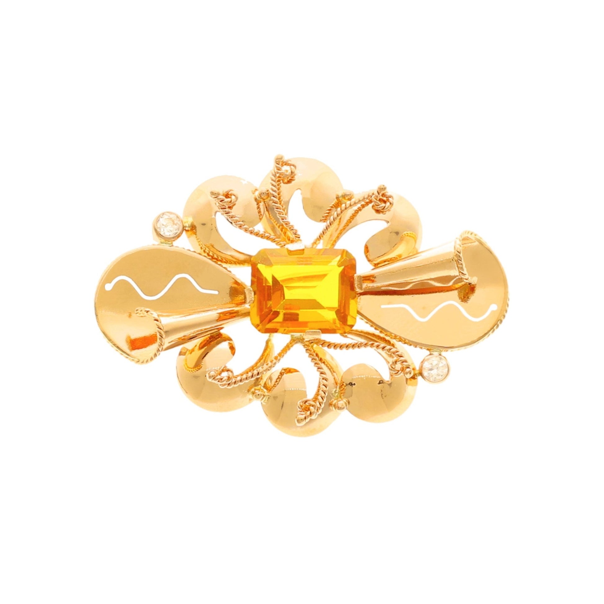 Alfinete em Ouro 19kl com Safira Amarela - Loja do Ouro