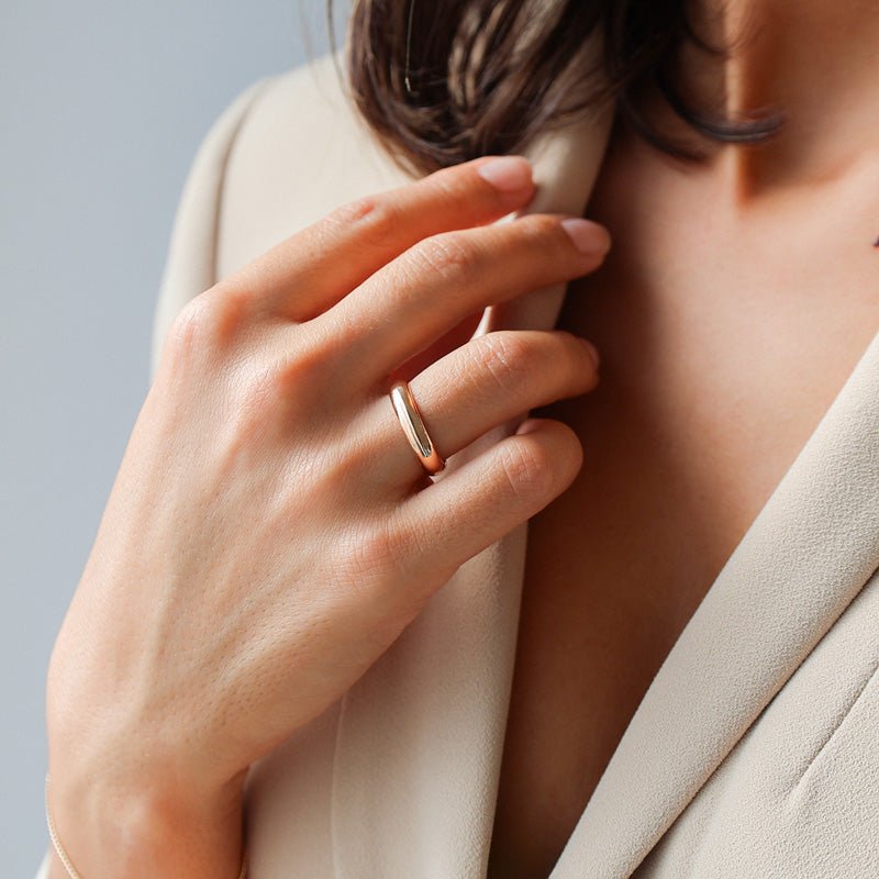 Aliança Meia Cana em Ouro 19kl - 4mm - Loja do Ouro