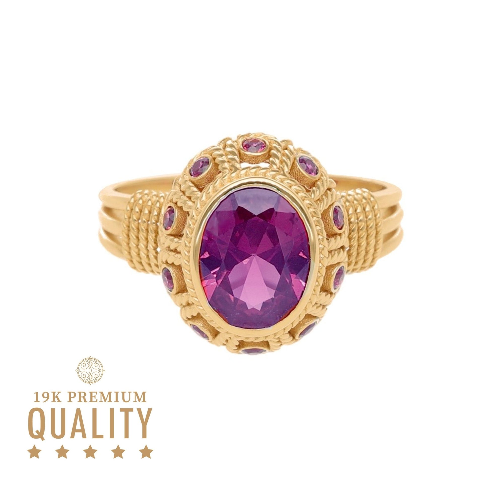 Anel Baronesa em Ouro 19kl com Pedra de Cor Ametista - Loja do Ouro