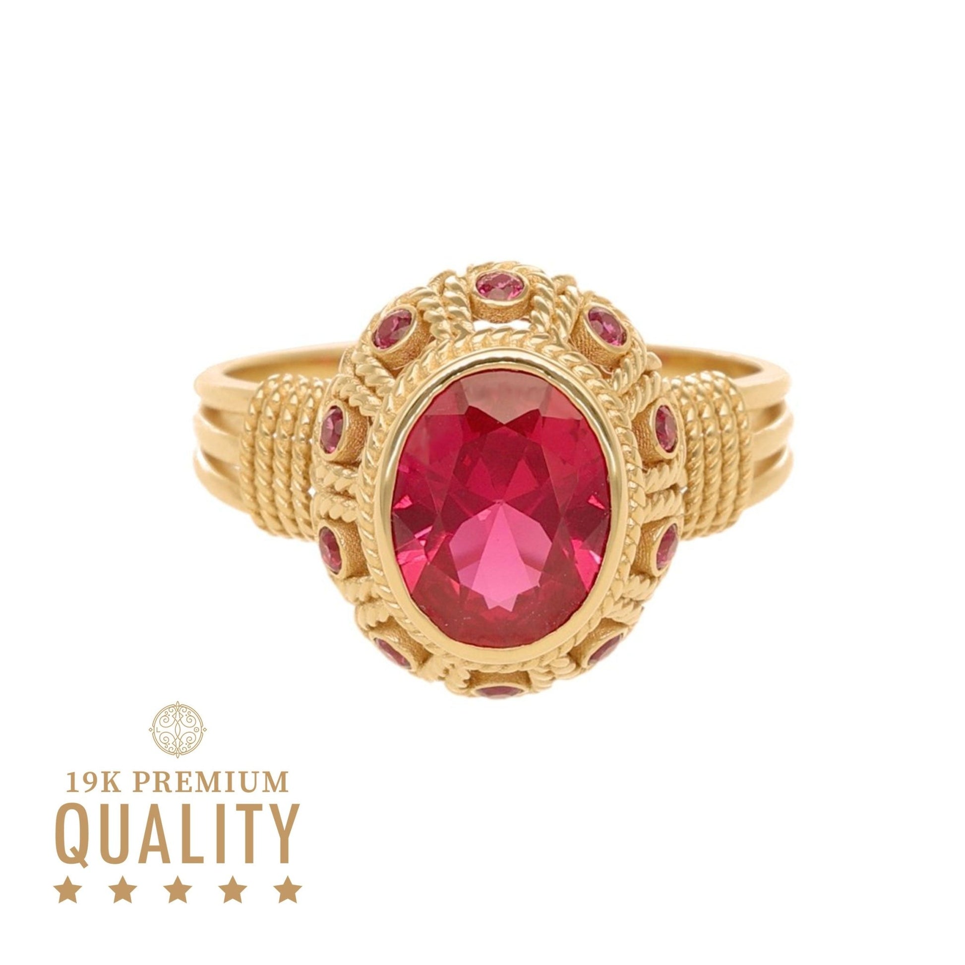 Anel Baronesa em Ouro 19kl com Pedra de Cor Rubi - Loja do Ouro