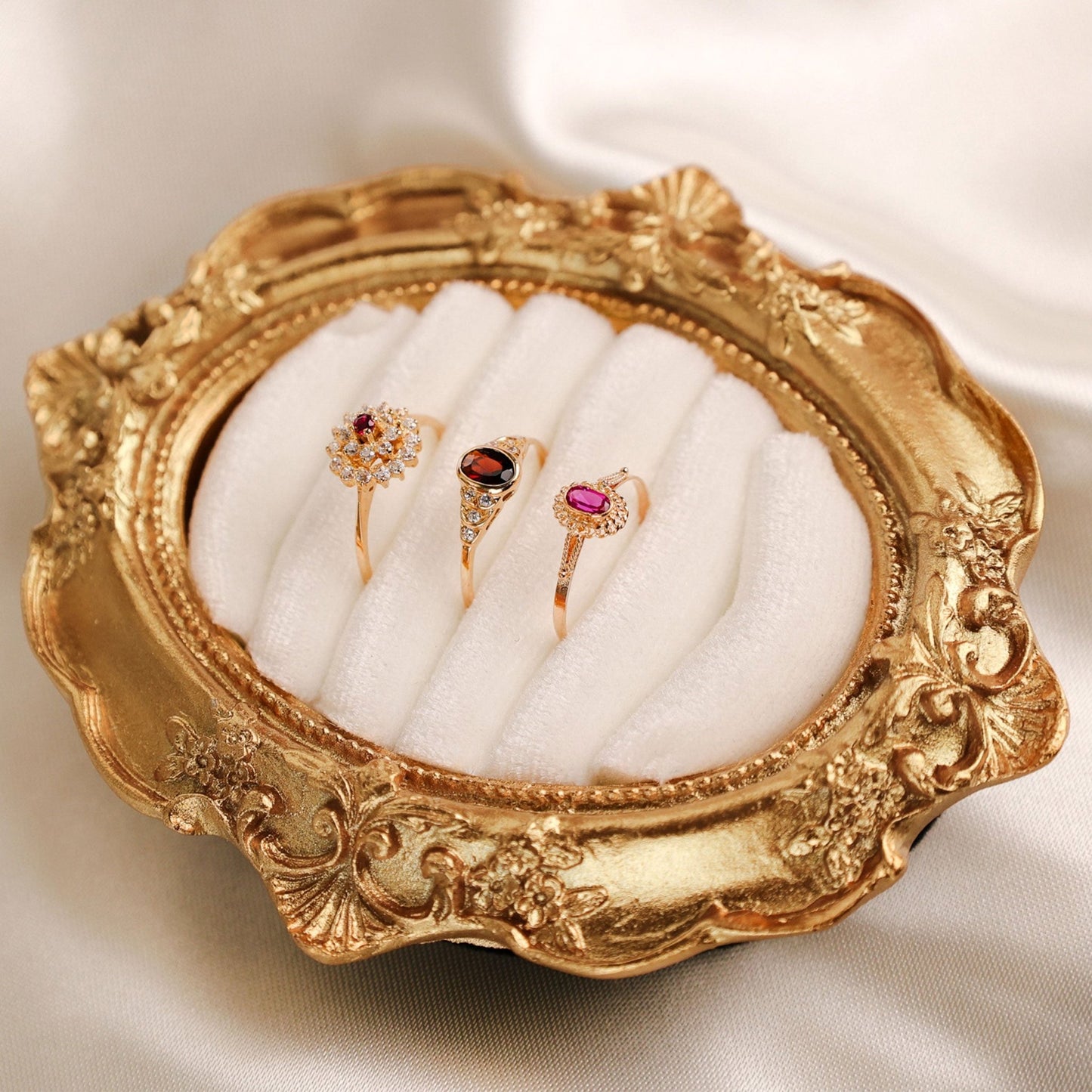 Anel Chuveiro em Ouro de 19kl com Topázio Rosa e Zircónias (T14) - Loja do Ouro