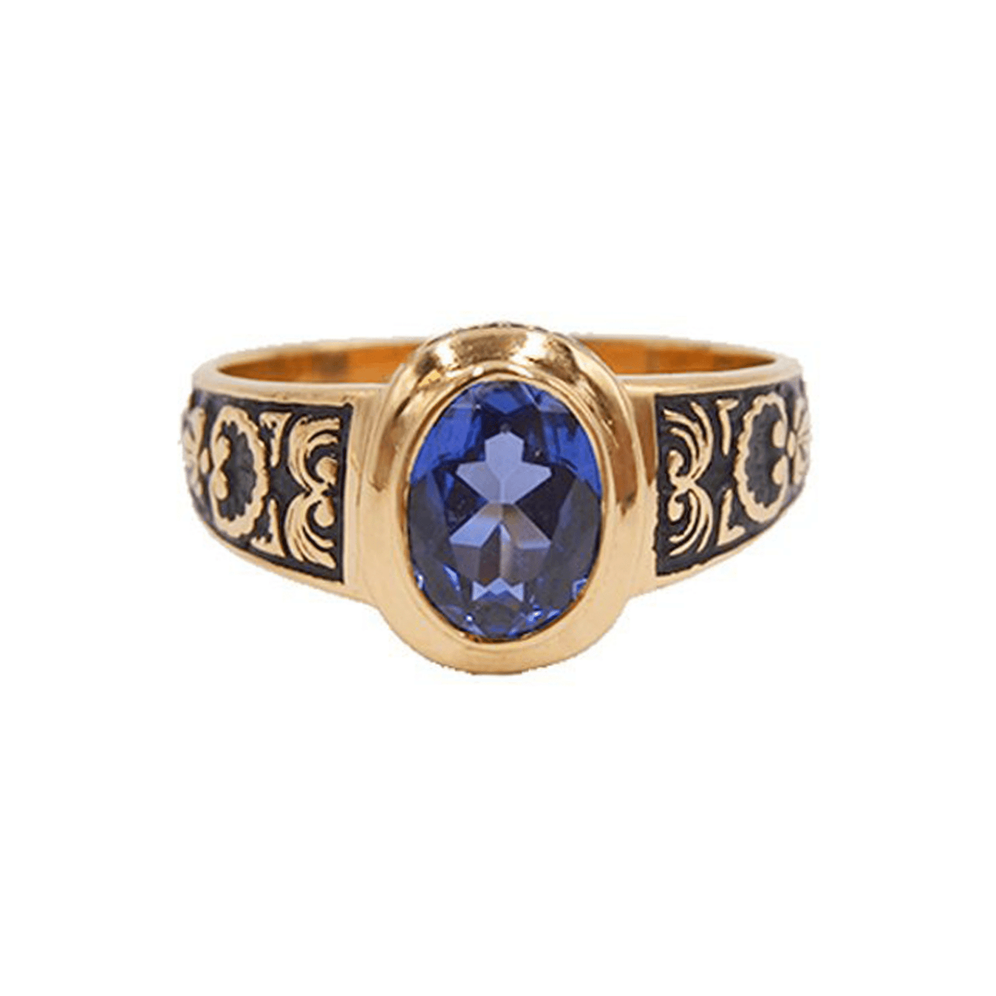 Anel Curso em Ouro 19kl com Quartzo Azul (T14) - Loja do Ouro