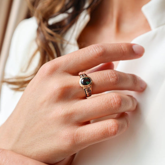 Anel de Curso em Ouro 19kl com Turmalina Verde (T15) - Loja do Ouro