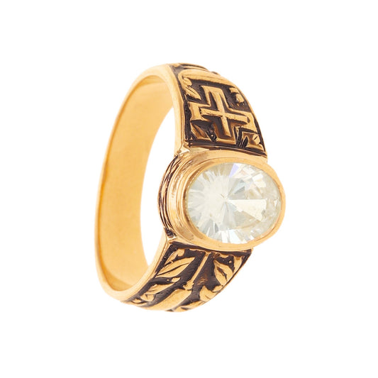 Anel de Curso em Ouro 19kl com Zircão (T12) - Loja do Ouro