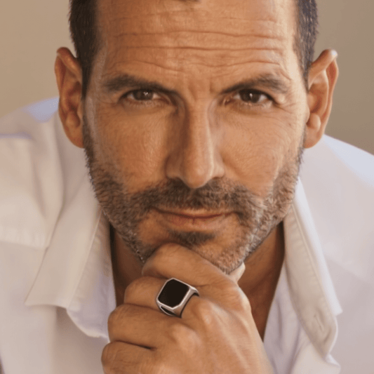 Anel de Homem Be Wild em Aço com Esmalte Preto - Loja do Ouro