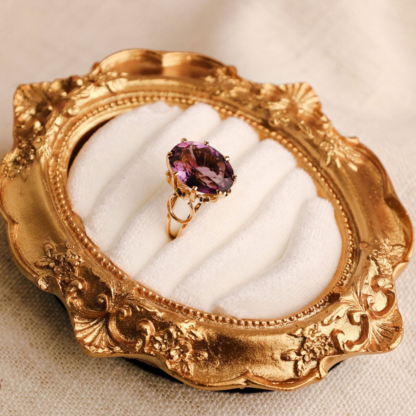 Anel em Ouro 19 kl com Ametista (T16) - Loja do Ouro