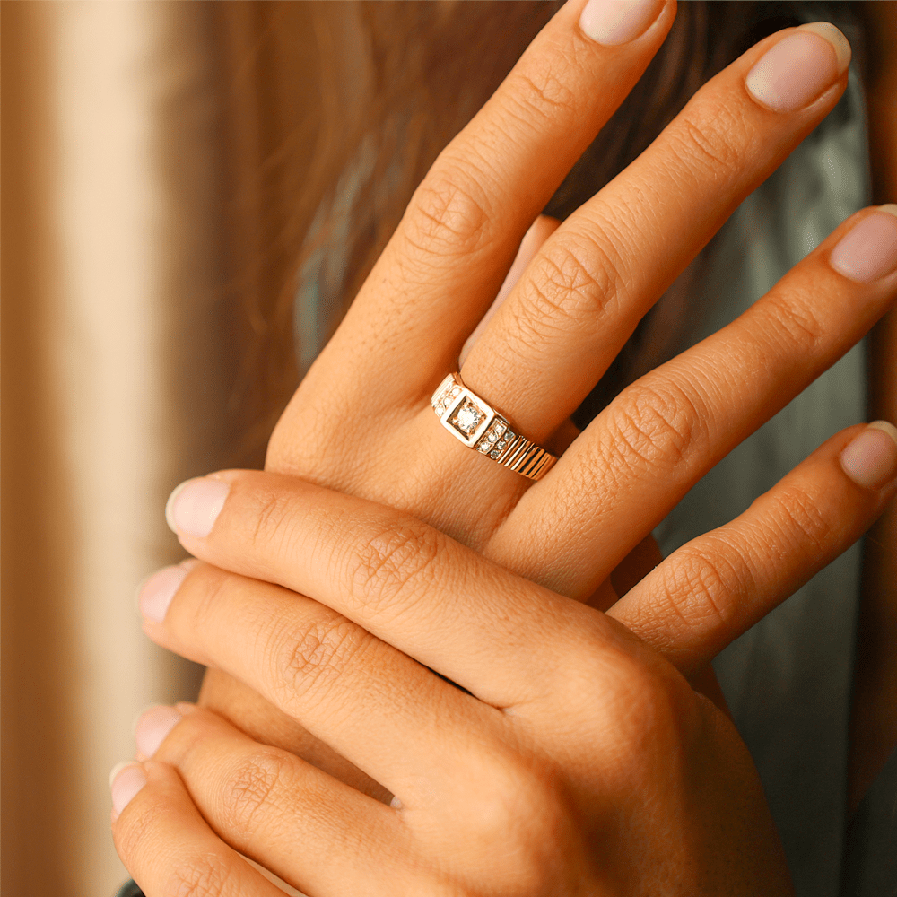 Anel em Ouro 19kl com Diamantes (T20) - Loja do Ouro