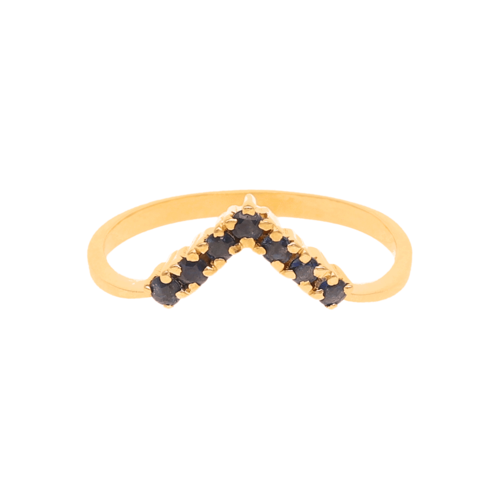 Anel em Ouro 19kl com Tiara de Safiras (T15) - Loja do Ouro