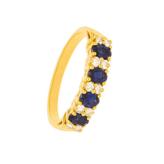 Anel em Ouro 19kl com Topazios Azuis e Diamantes (T13) - Loja do Ouro