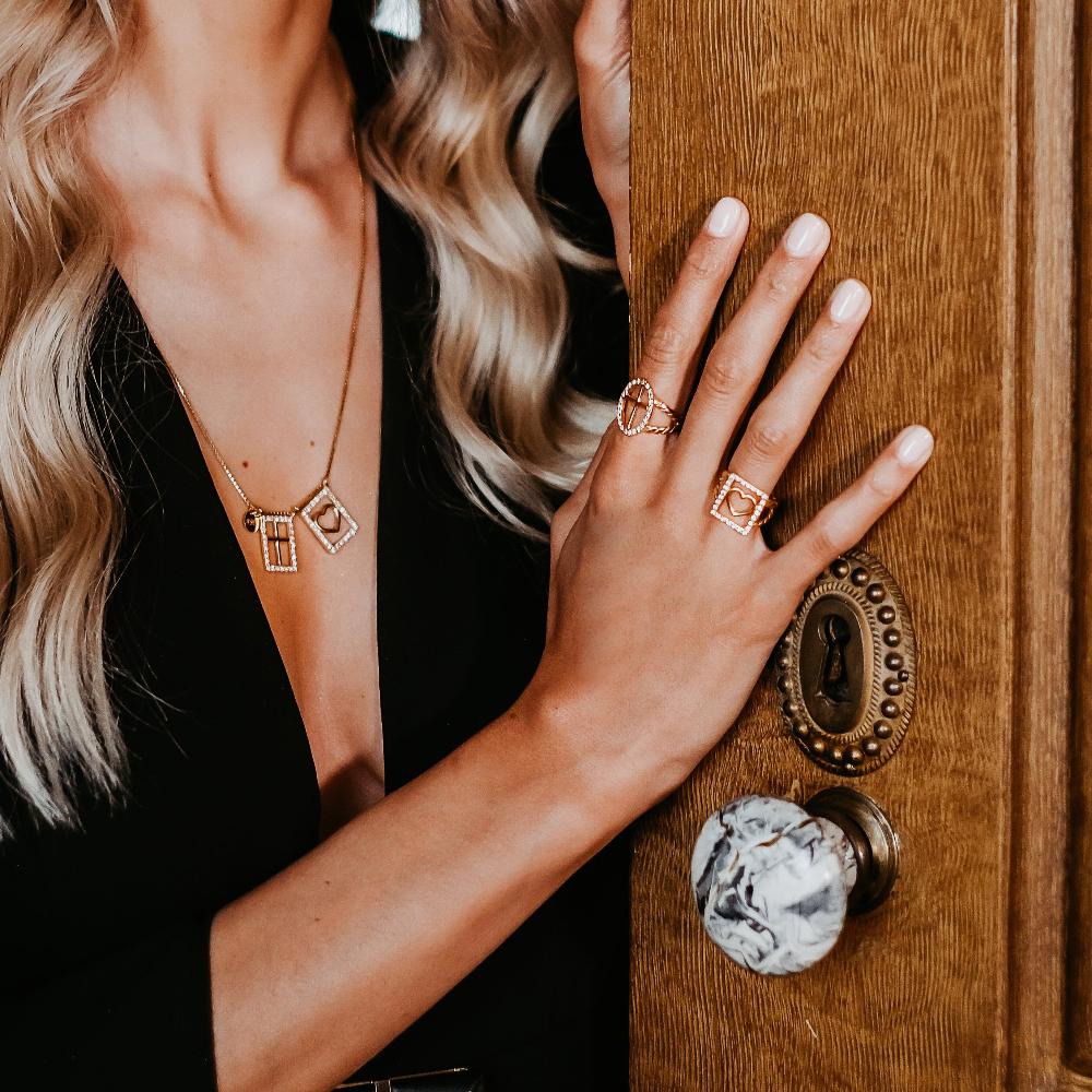 Anel Prata Cross Believe com Coração e Zircónias - Loja do Ouro