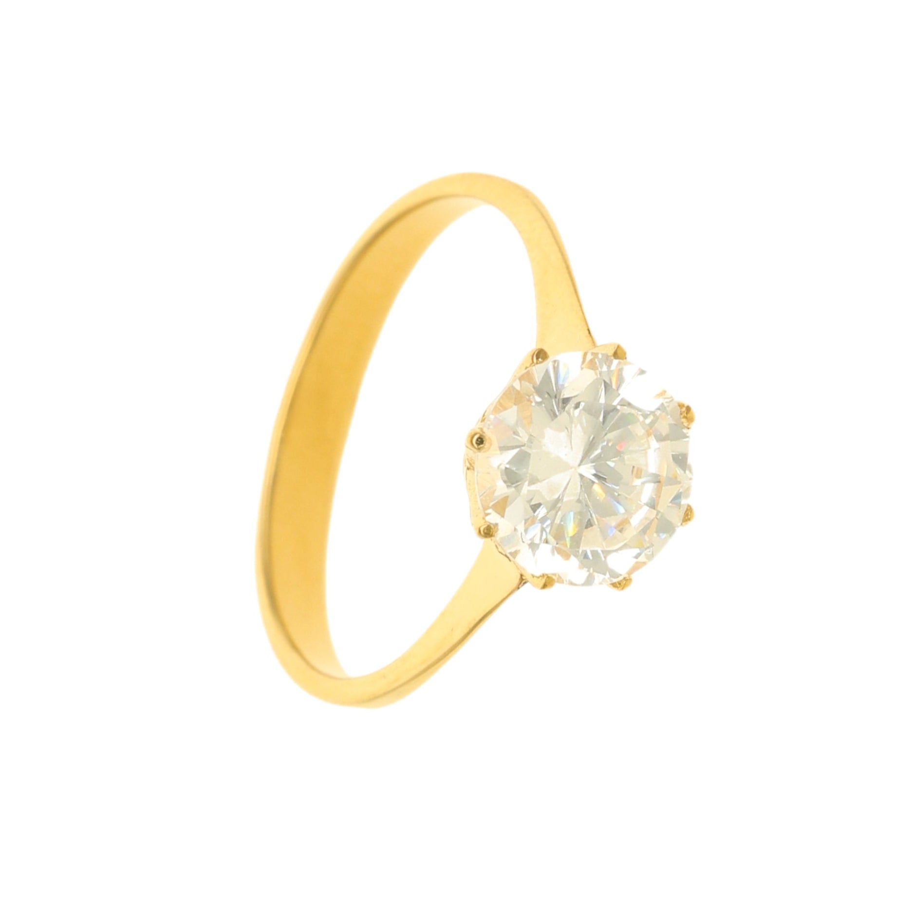 Anel Solitário em Ouro 19kl com Zircão (T15) - Loja do Ouro