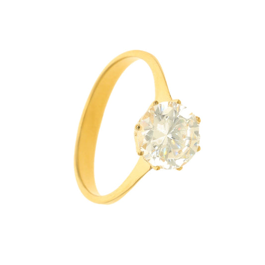Anel Solitário em Ouro 19kl com Zircão (T15) - Loja do Ouro