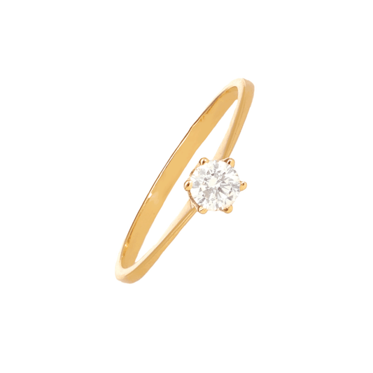 Anel Solitário em Ouro 19kl com Zirconia (T12) - Loja do Ouro
