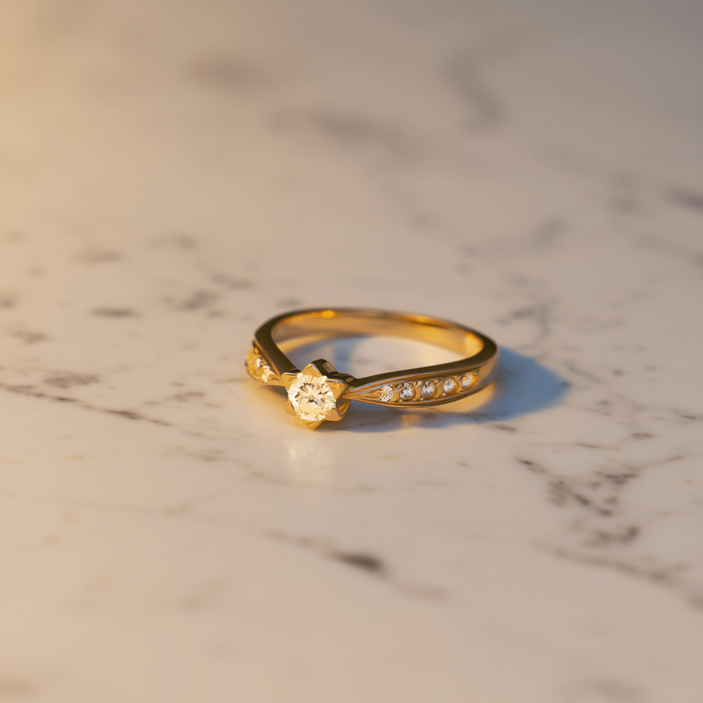 Anel Solitário Imperial em Ouro de 19kl com Zircónias (T16) - Loja do Ouro