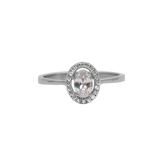 Anel Solitário Lady Beauty Com Zircónias em Prata - Loja do Ouro