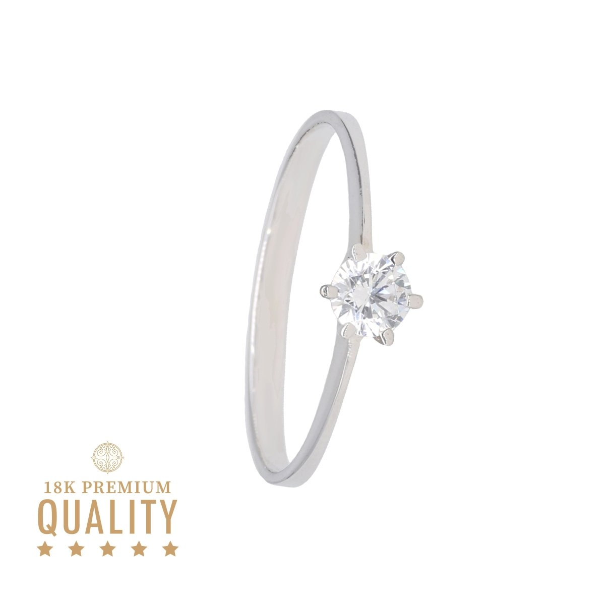 Anel Solitário Lady Bella em Ouro Branco 18kl com Zircónia - Loja do Ouro