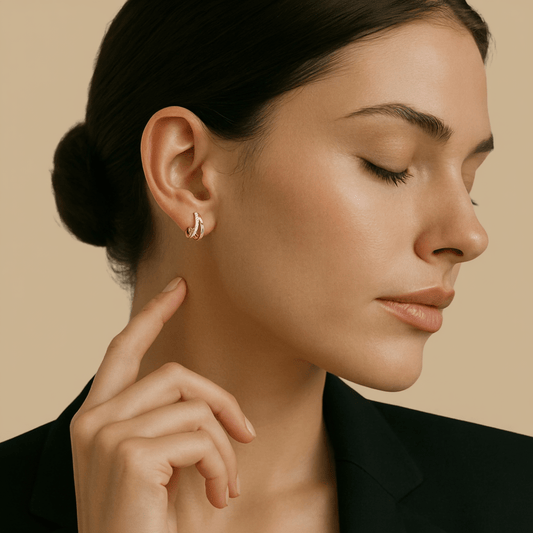 Argolas Duplas em Ouro 19kl com Zircónias (1.3cm) - Loja do Ouro