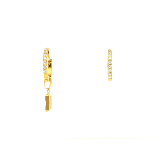 Argolas em Ouro 19kl com Pendente Quadrado e Zircónias (1.5cm) - Loja do Ouro