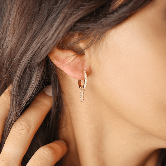 Argolas em Ouro 19kl com Trevo e Zircónias (1.5cm) - Loja do Ouro