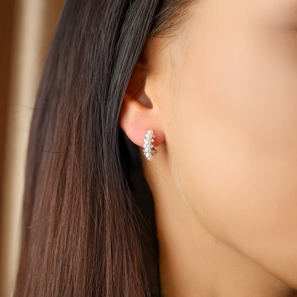 Argolas em Prata com Pérolas e Zircónias - Loja do Ouro