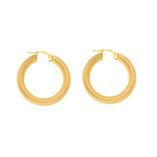 Argolas Médias Raiadas em Ouro 19kl (2.8cm) - Loja do Ouro