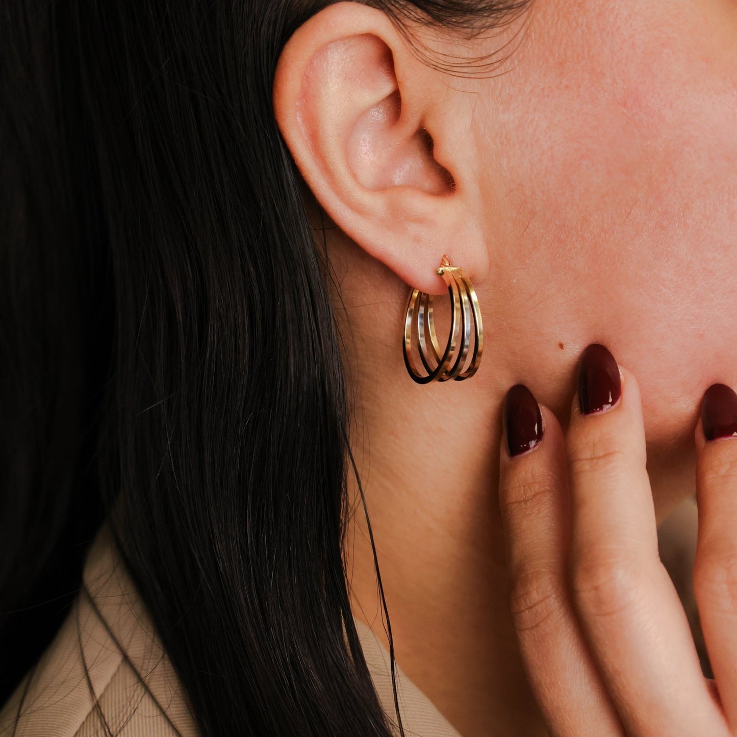 Argolas Tricolor em Ouro 19kl - Loja do Ouro