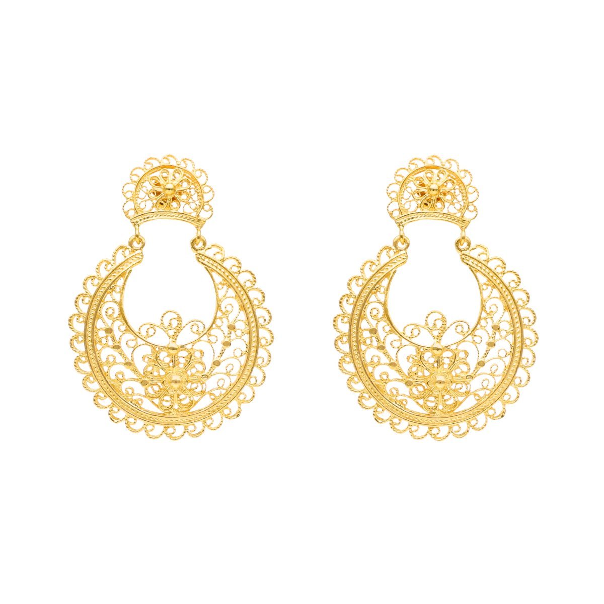 Brincos Arrecadas Modernas em Prata Dourada - Loja do Ouro