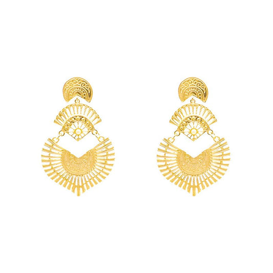 Brincos Aurora em Prata Dourada e Pérola Branca - Loja do Ouro