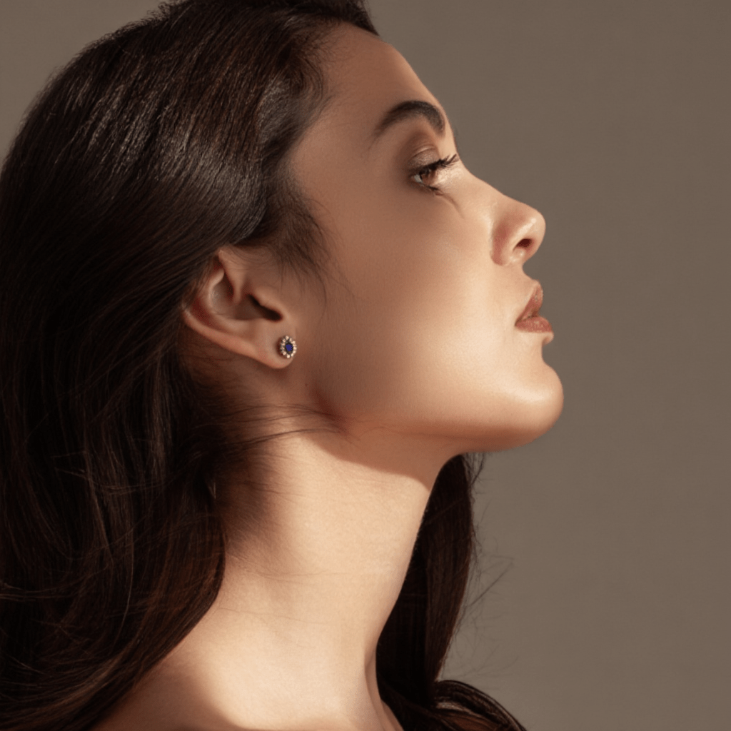 Brincos Chuveiro em Ouro 19kl com Safira e Zirconias - Loja do Ouro