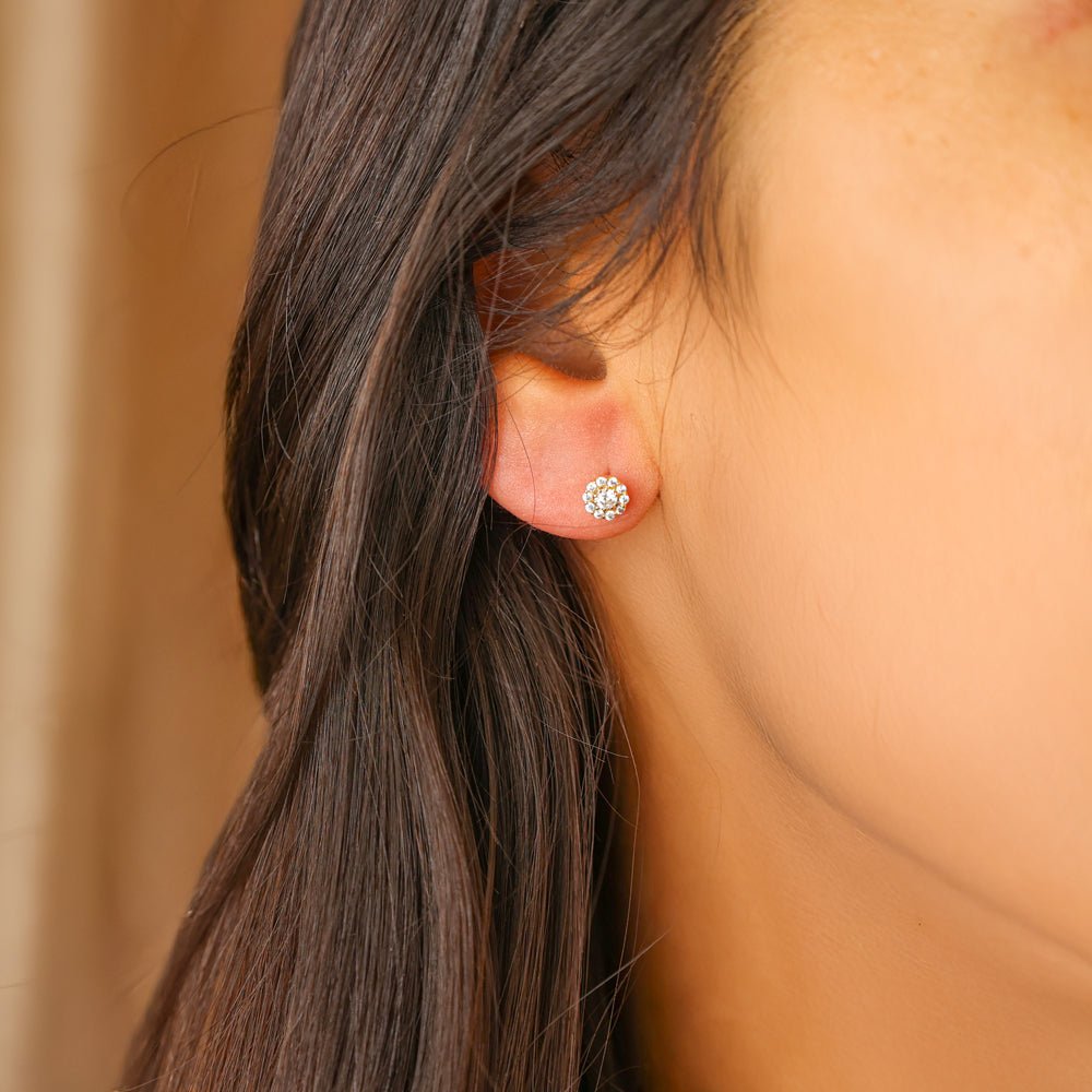 Brincos Círculo em Ouro 19kl com Zircónias (0.5cm) - Loja do Ouro