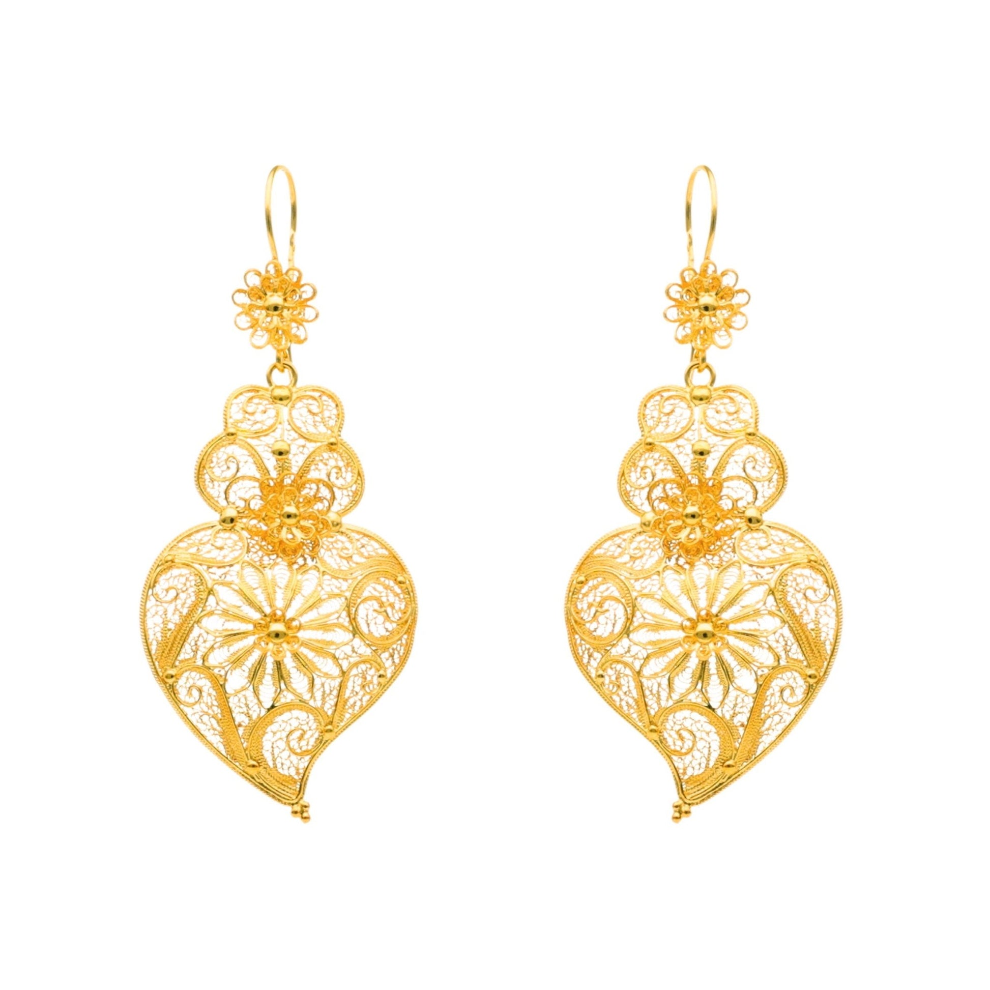 Brincos Coração de Viana em Ouro 19kl (5.5cm) - Loja do Ouro