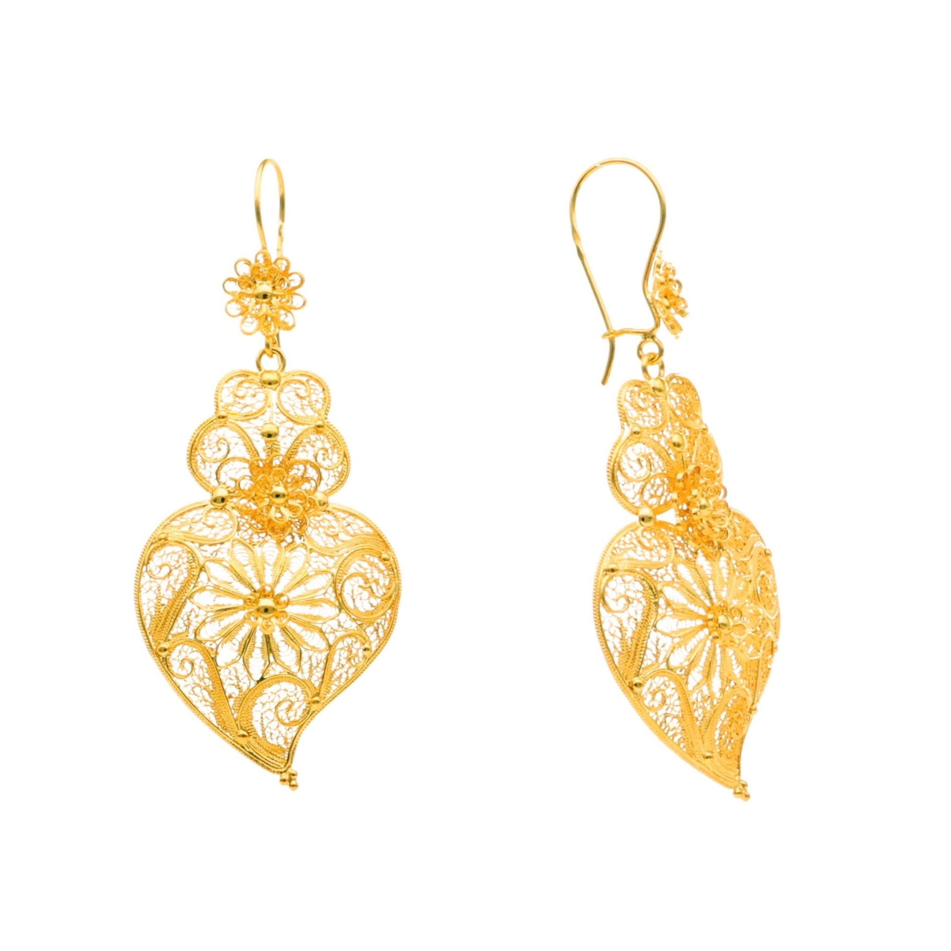 Brincos Coração de Viana em Ouro 19kl (5.5cm) - Loja do Ouro