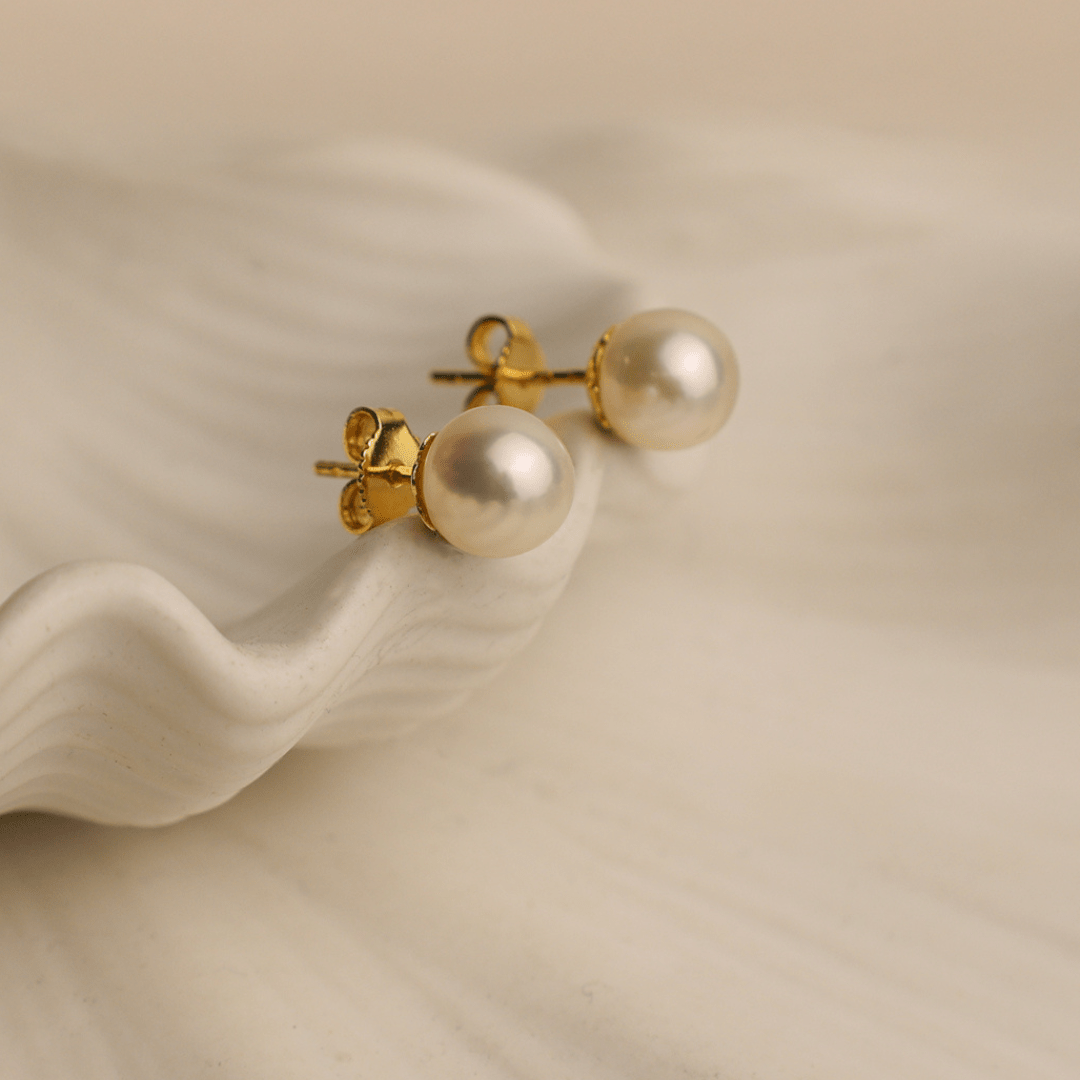 Brincos em Ouro 19kl com Pérolas (0.9cm) - Loja do Ouro