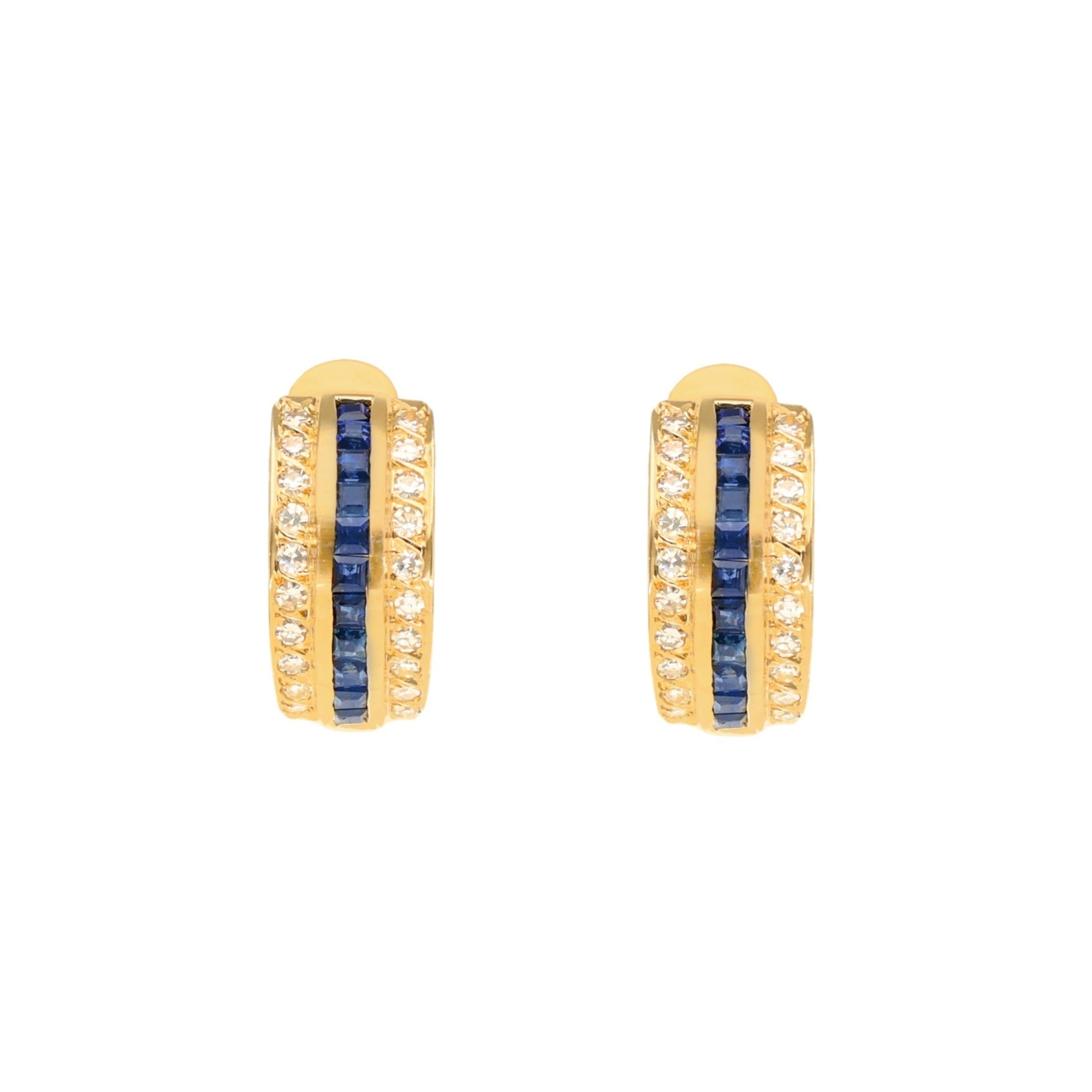 Brincos em Ouro 19kl com Safiras e Diamantes - Loja do Ouro