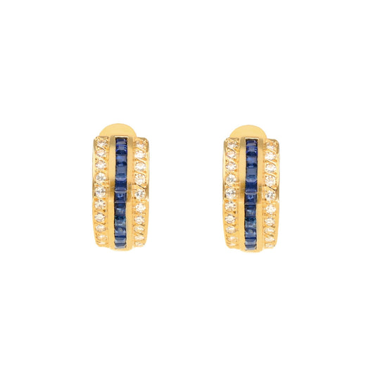 Brincos em Ouro 19kl com Safiras e Diamantes - Loja do Ouro