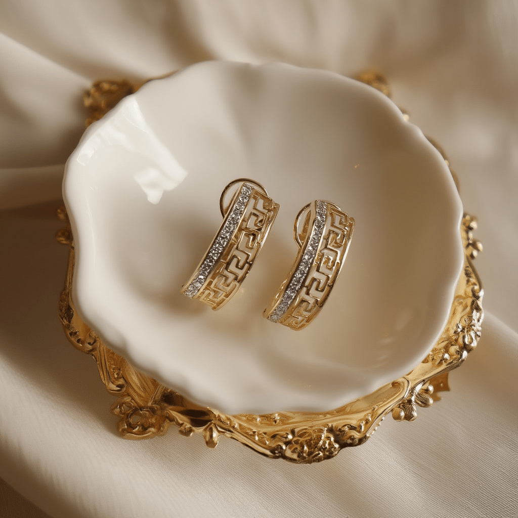 Brincos em Ouro Amarelo e Ouro Branco de 9kl com Motivos Geométricos e Zircónias - Loja do Ouro