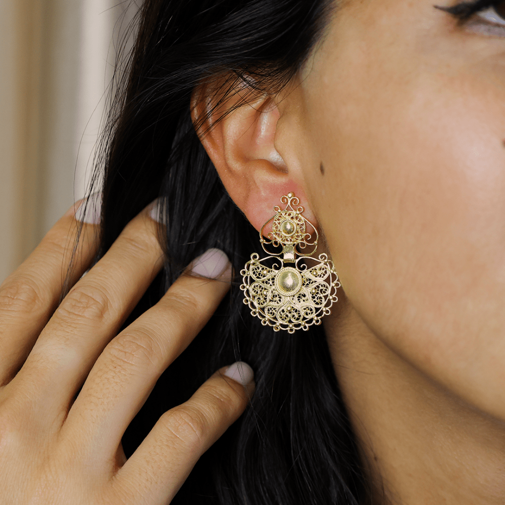 Brincos Flamma em Prata Dourada - Loja do Ouro