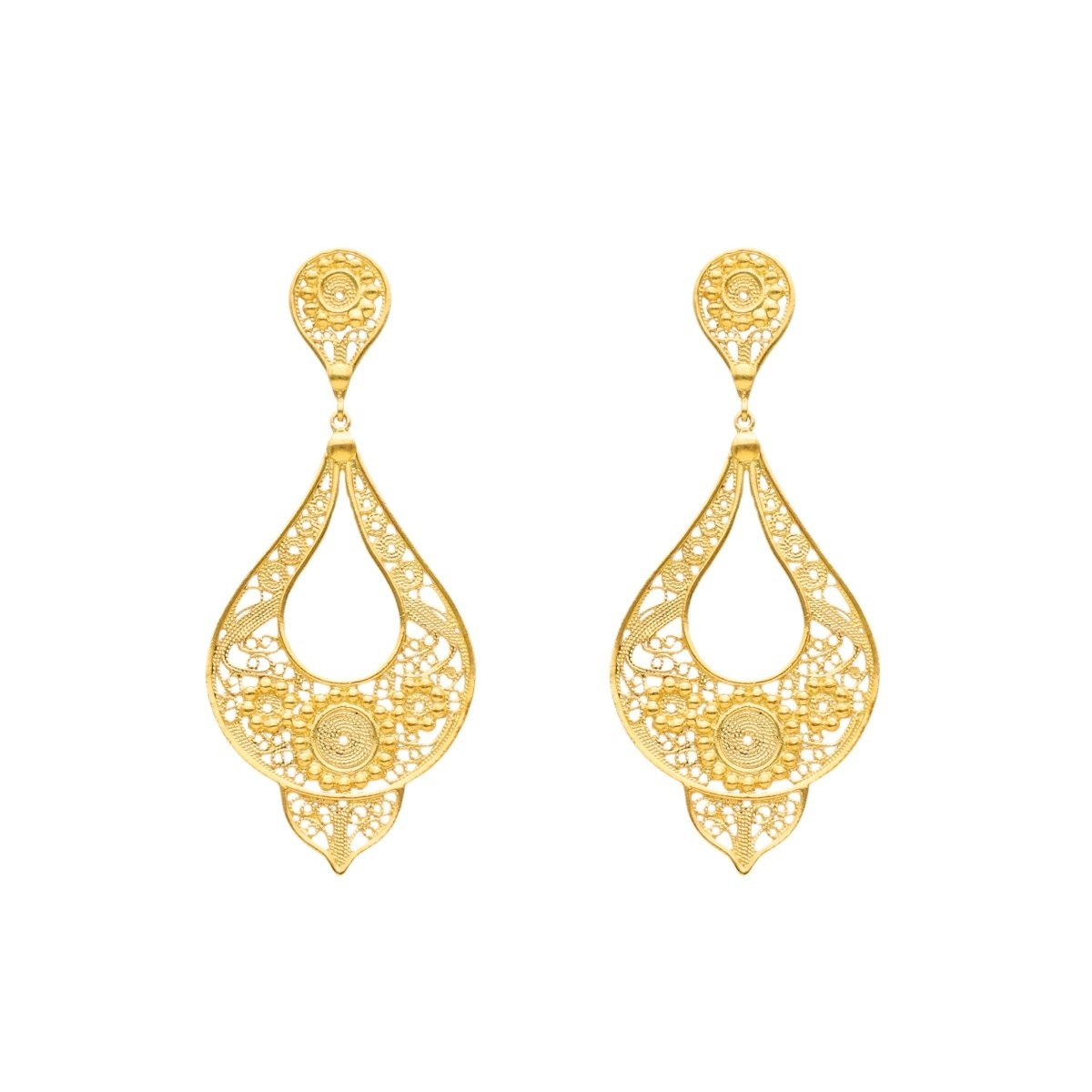 Brincos Guitarra em Prata Dourada - Loja do Ouro