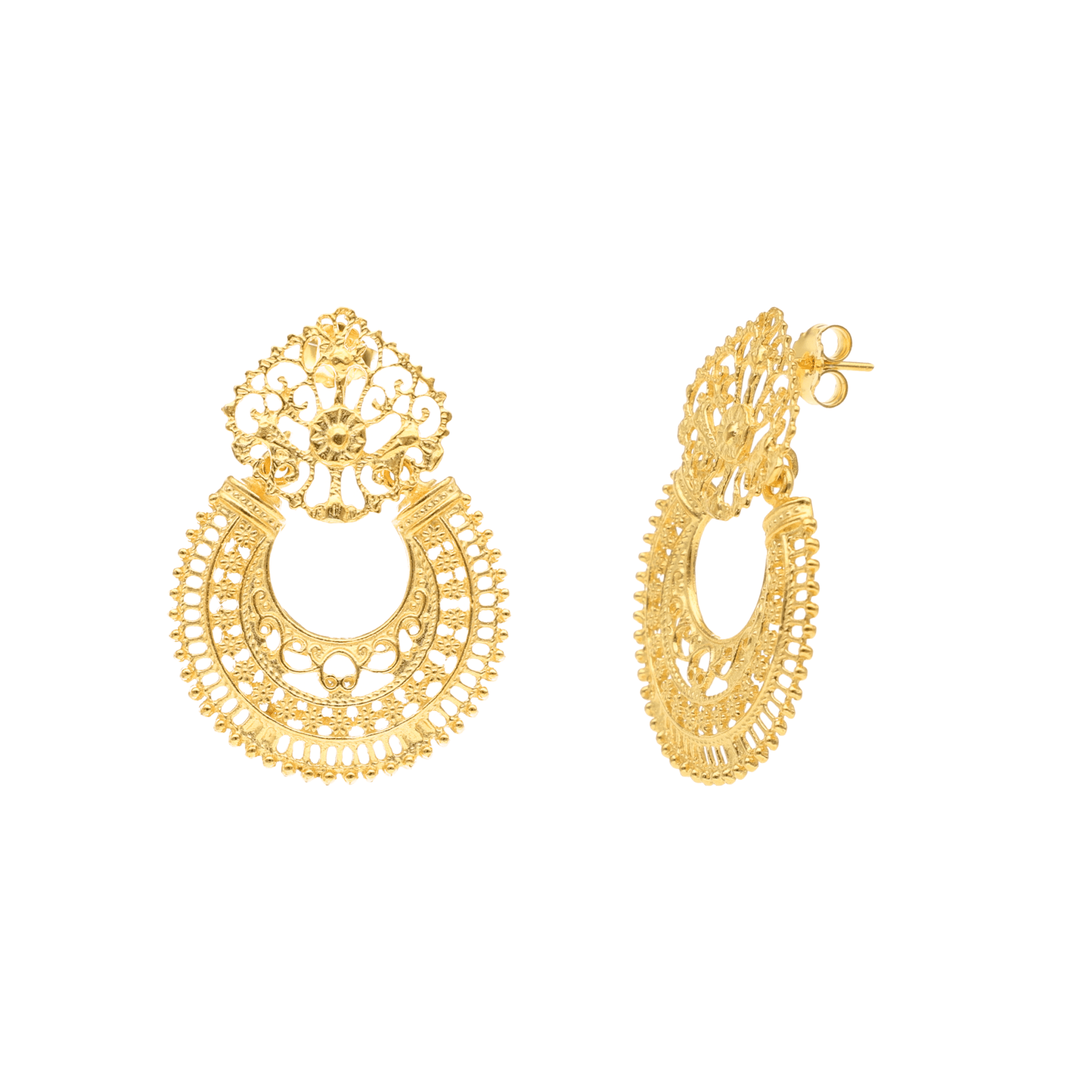 Brincos Juno em Prata Dourada - Loja do Ouro