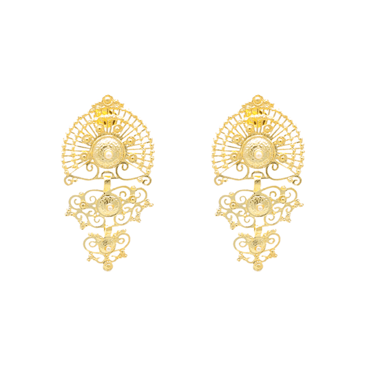 Brincos Luminis em Prata Dourada e Pérola Branca - Loja do Ouro