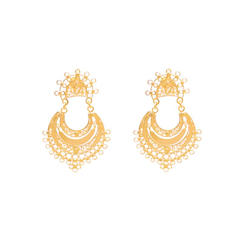 Brincos Luna em Prata Dourada - Loja do Ouro