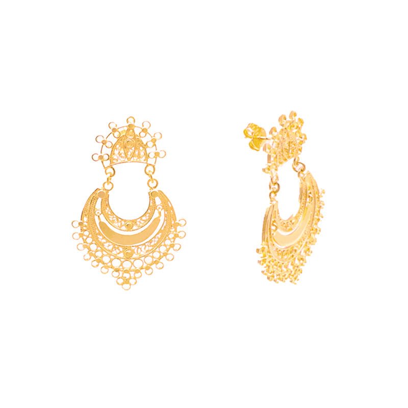 Brincos Luna em Prata Dourada - Loja do Ouro