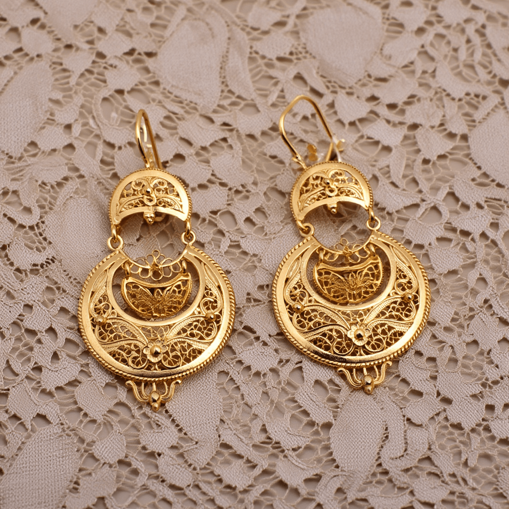 Brincos Madragoa em Prata Dourada (5.1cm) - Loja do Ouro